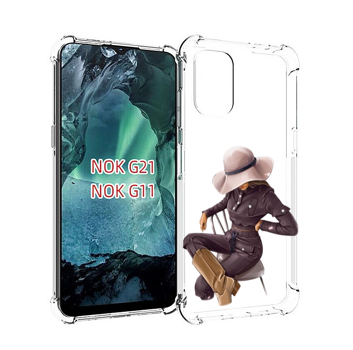 

Чехол Mypads Загадочная-Девушка-В-Костюме Женский Для Nokia G11/G21, Прозрачный, Tocco