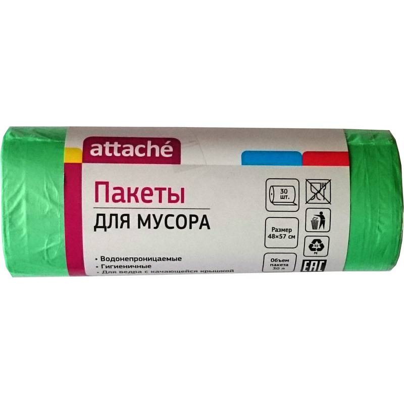 

Мешки для мусора на 30 л Attache зеленые (ПНД, 10 мкм, в рулоне 30 шт, 50х60 см) 107527