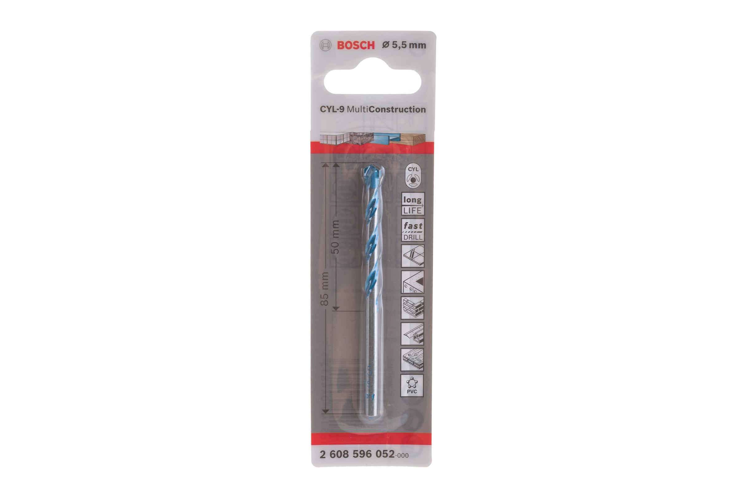 

Сверло универсальное (5.5х50х85 мм) Multi Construction Bosch 2.608.596.052