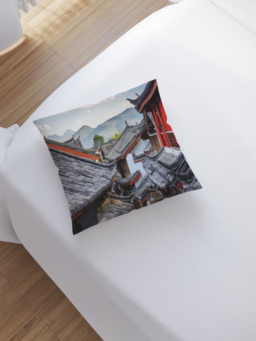 

Наволочка декоративная JoyArty "Крыши в Китае" на молнии, 45x45 см, Голубой