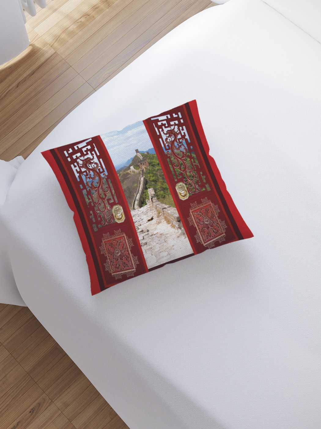 

Наволочка декоративная JoyArty "Вид из окна на Китайскую стену" на молнии, 45x45 см, Голубой