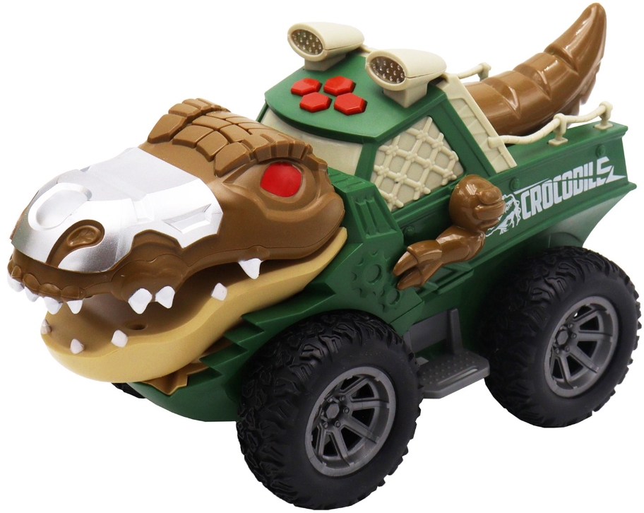 

Машинка инерционная Funky toys «Крокодил» со светом и звуком зелёная, Зеленый