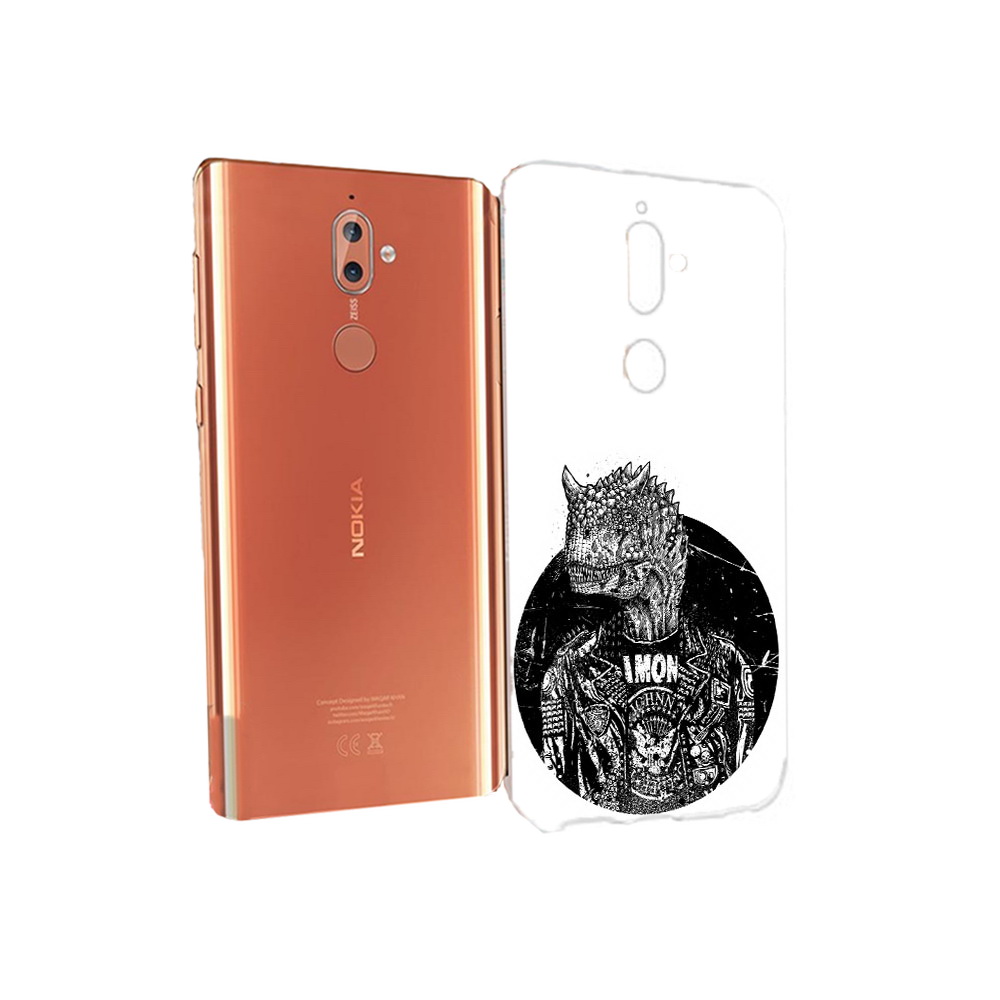 

Чехол MyPads Tocco для Nokia 9 динозавр в куртке (PT126479.94.328), Прозрачный, Tocco