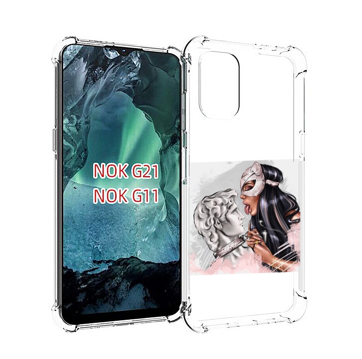 

Чехол Mypads Девушка-Флирт Женский Для Nokia G11/G21, Прозрачный, Tocco