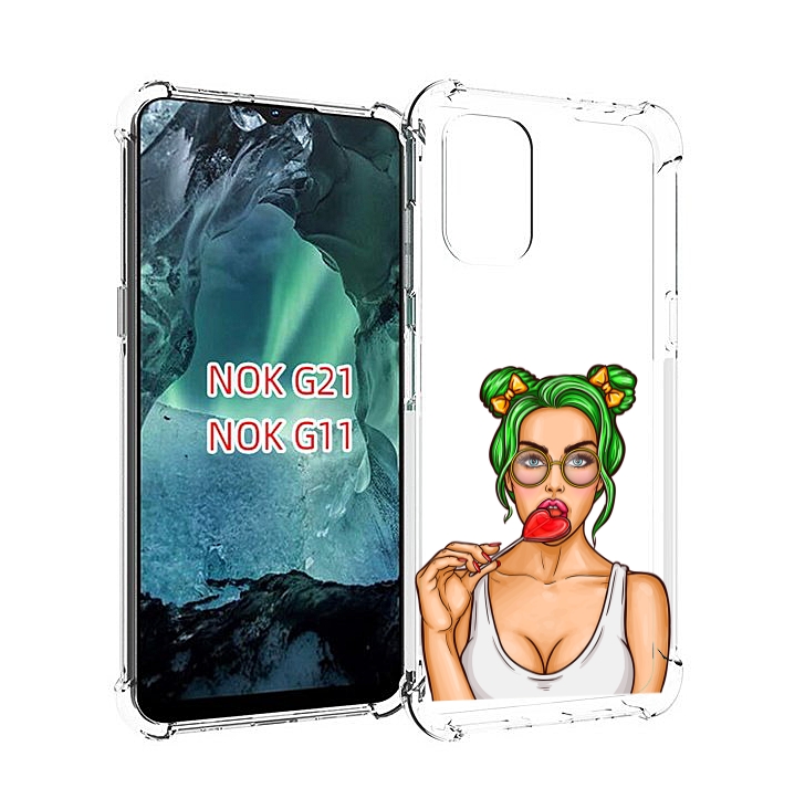 

Чехол Mypads Девушка-С-Чупачупсом-В-Виде-Сердца Женский Для Nokia G11/G21, Прозрачный, Tocco