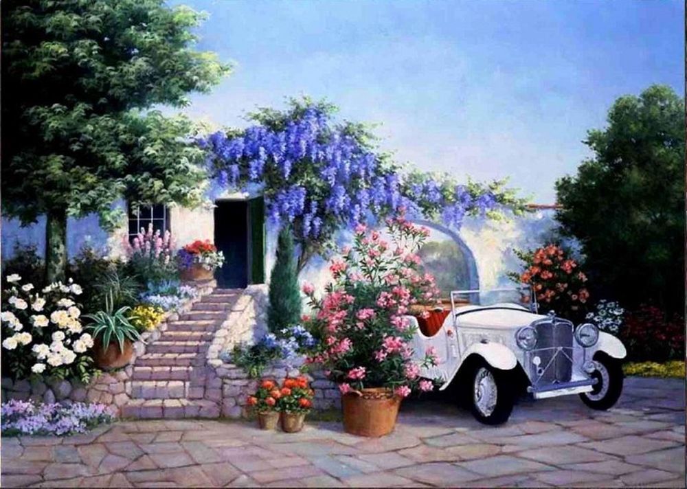 

Рисунок на ткани «Авто у дома»