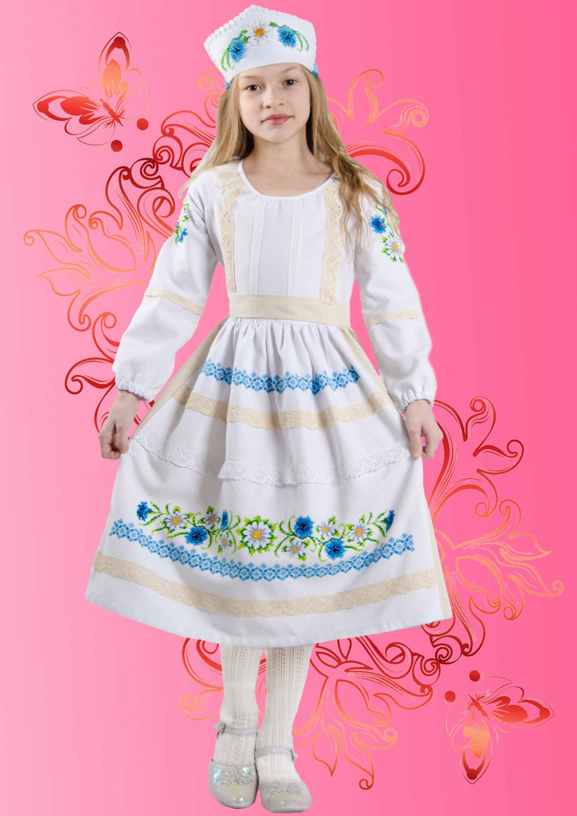 фото Каролинка раскроенный, детское платье, ромашковый цвет