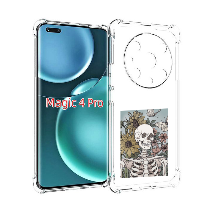 

Чехол MyPads скелетик с подсолнухами для Honor Magic4 Pro, Прозрачный, Tocco
