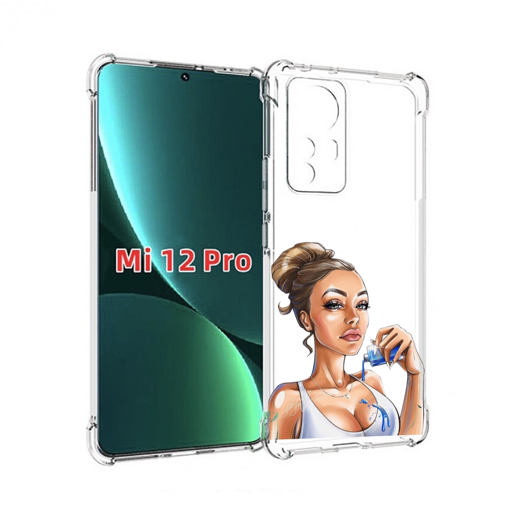 

Чехол MyPads девушка-пролила-краску женский для Xiaomi 12S Pro, Прозрачный, Tocco