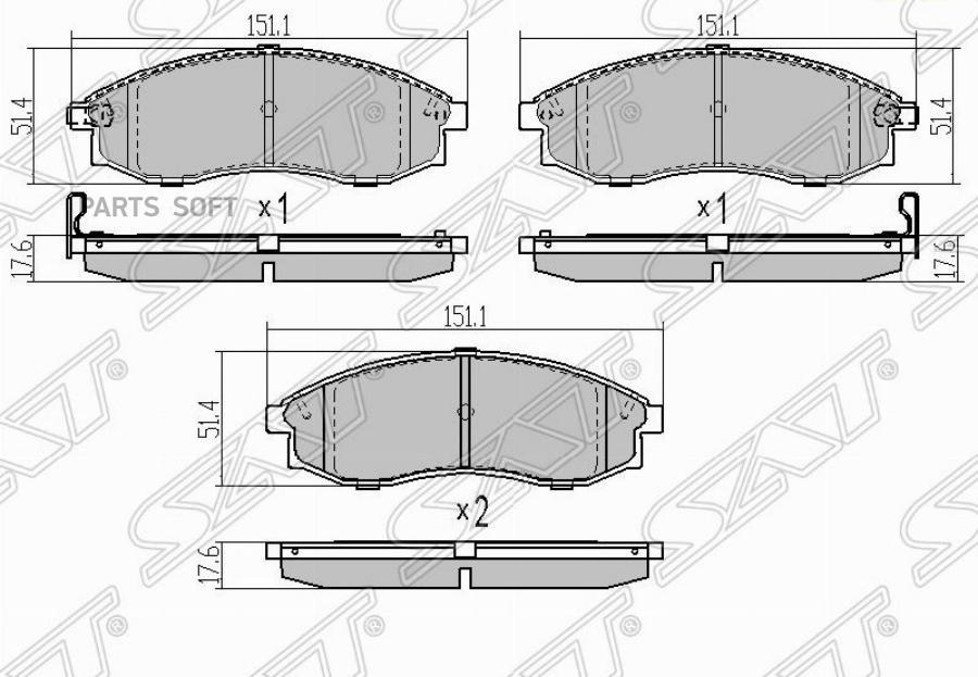 

Колодки тормозные перед MITSUBISHI L200 01-07 SAT STMR527550