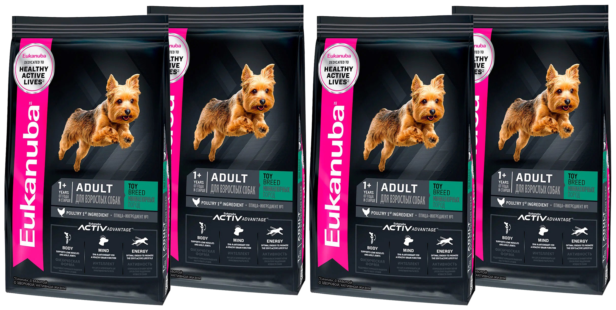 

EUKANUBA EUKANUBA ADULT TOY BREED для взрослых собак маленьких пород с птицей (3,5 кг х 4, 4607065371811