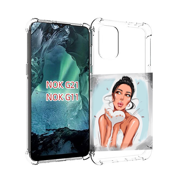 

Чехол Mypads Девушка-С-Пеной Женский Для Nokia G11/G21, Прозрачный, Tocco