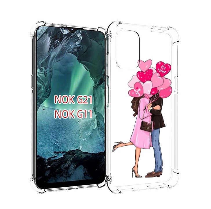 

Чехол Mypads Девушка-С-Парнем-Сердечки Женский Для Nokia G11/G21, Прозрачный, Tocco