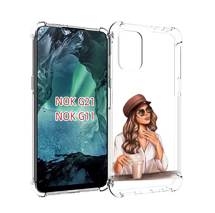 

Чехол Mypads Девушка-С-Милкшейком Женский Для Nokia G11/G21, Прозрачный, Tocco