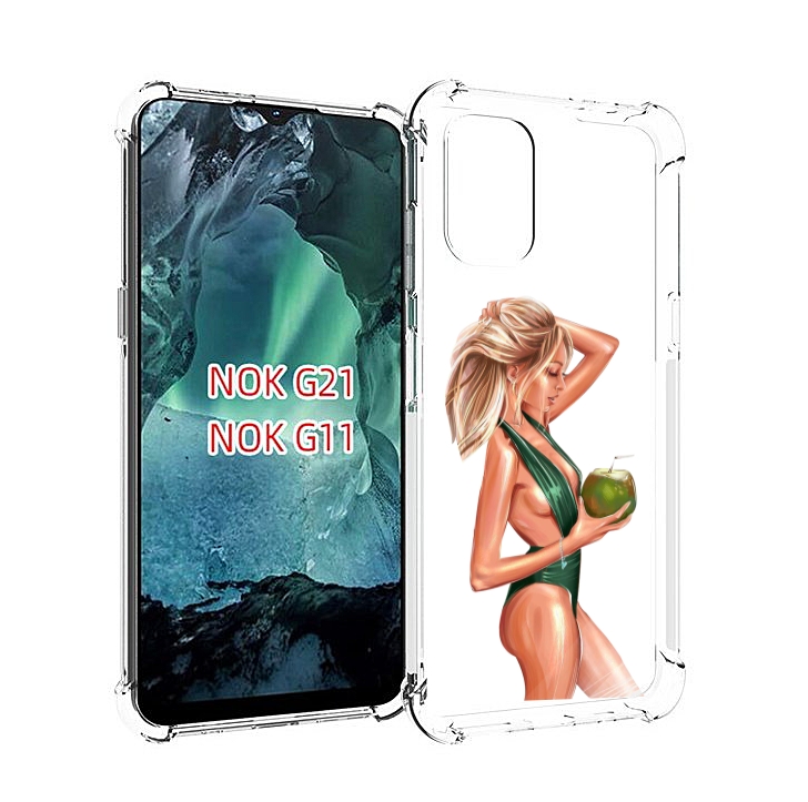 Чехол Mypads Девушка-С-Кокосом-В-Зеленом-Купальнике Женский Для Nokia G11/G21
