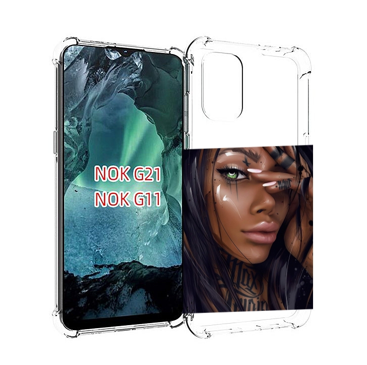 

Чехол Mypads Девушка-С-Зелеными-Глазами-Яркими Для Nokia G11/G21, Прозрачный, Tocco