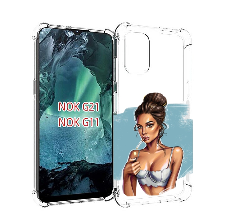 

Чехол Mypads Девушка-С-Зажигалкой Для Nokia G11/G21, Прозрачный, Tocco