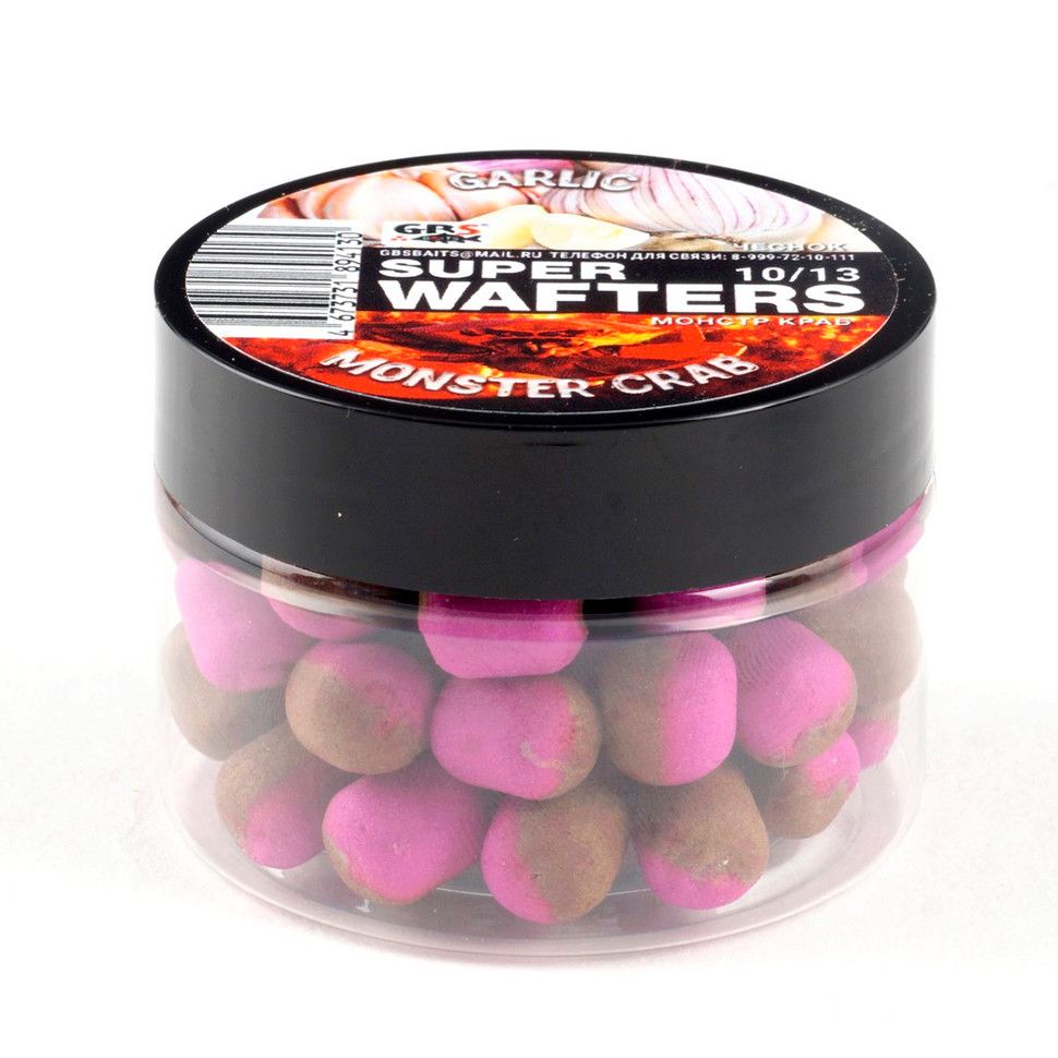 

Вафтерсы GBS BaITS Super Wafters 10x13 мм 67 гр Чеснок и Монстр-Краб, Super Wafters 10x13 мм