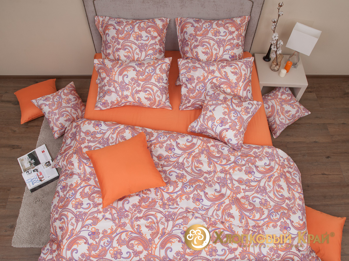 фото Комплект постельного белья "эмилия оранж" евро хлопковый край