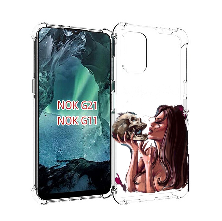 

Чехол Mypads Девушка-Модель-С-Черепом Для Nokia G11/G21, Прозрачный, Tocco