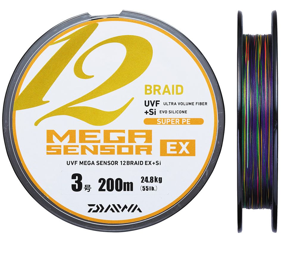 Плетеный шнур Duel Megasensor 12EX +SI 12Braid, цветной, 200м, 5.0, 39.7кг