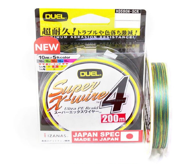 

Плетеный шнур Duel PE Super X-Wire 4, 200м 1.5, 5Color, Оранжевый;голубой;зеленый, PE Super X-Wire 4