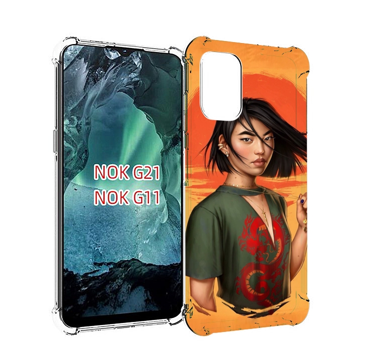 

Чехол Mypads Девушка-В-Оранжевом-Фоне Женский Для Nokia G11/G21, Прозрачный, Tocco