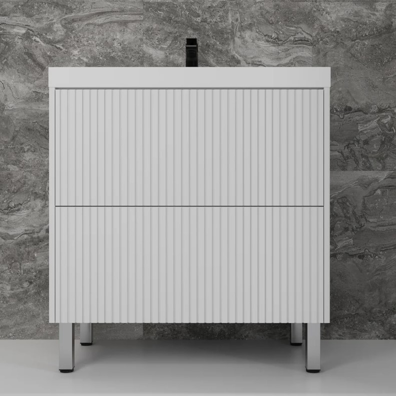 

Тумба с раковиной Style Line Стокгольм 80 напольная, белый рифленый софт, Стокгольм 80 напольная