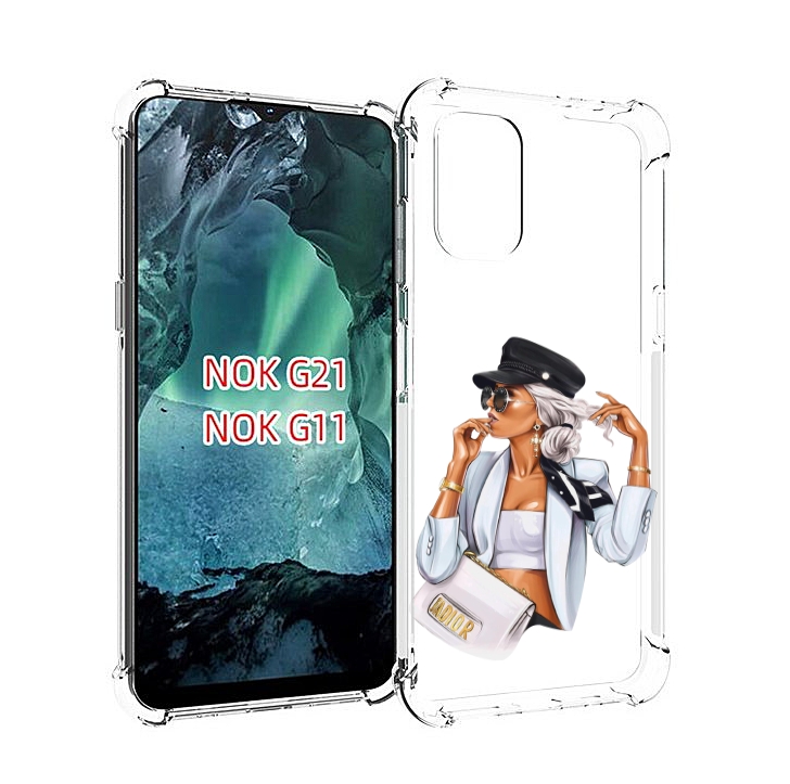 

Чехол Mypads Девушка-В-Белом-С-Модной-Сумочкой Женский Для Nokia G11/G21, Прозрачный, Tocco