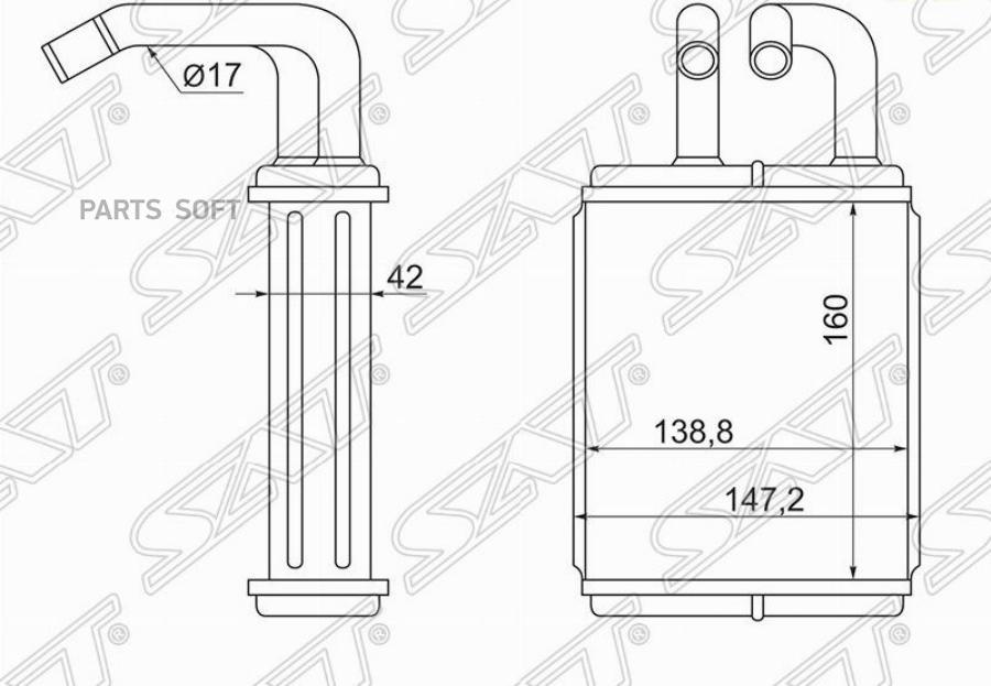 

SAT Радиатор отопителя салона TOYOTA DYNA\TOYO ACE BU6#\7# 8# 88-94