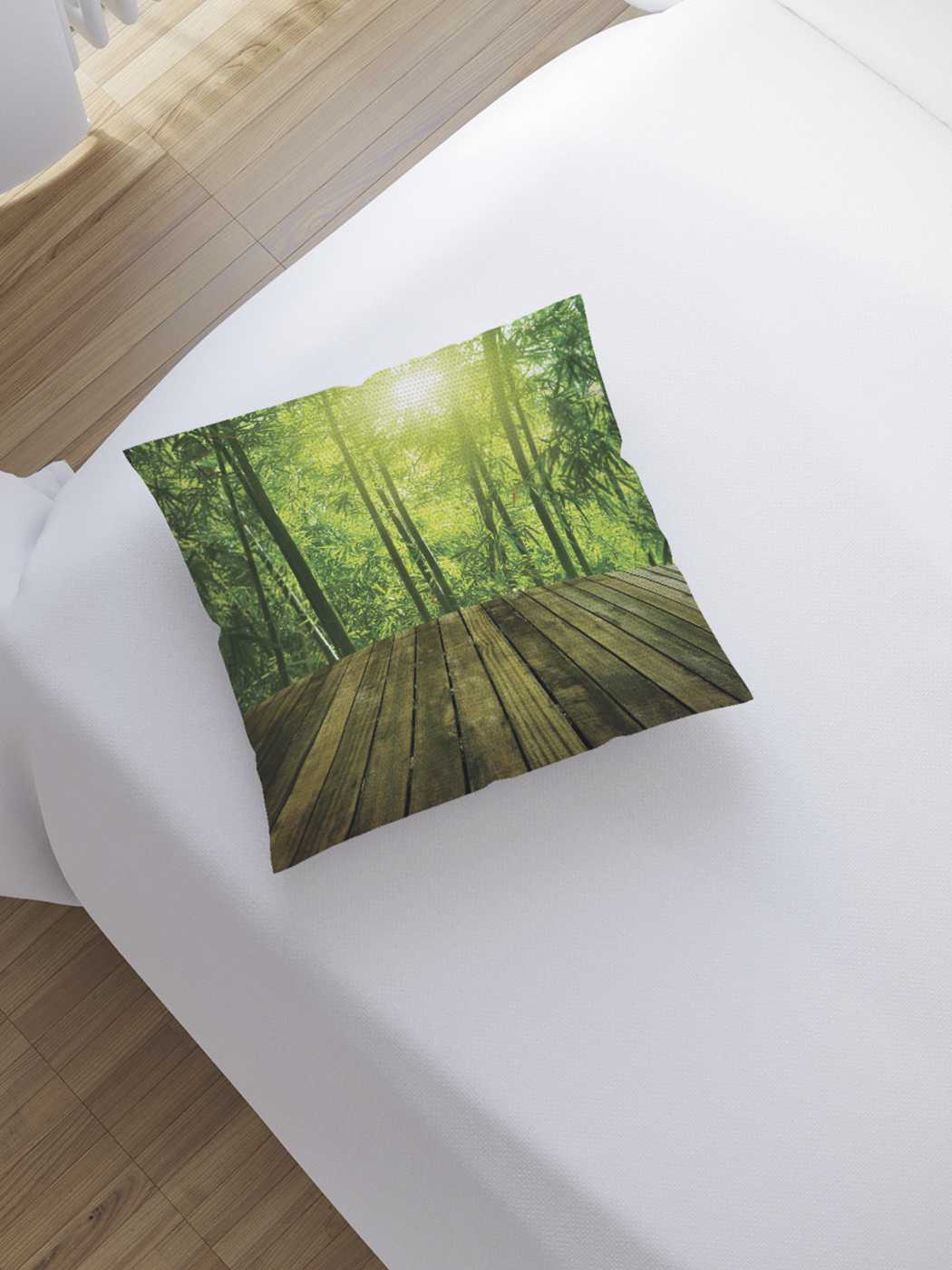 фото Наволочка декоративная joyarty "солнечный свет в лесу" на молнии, 45x45 см