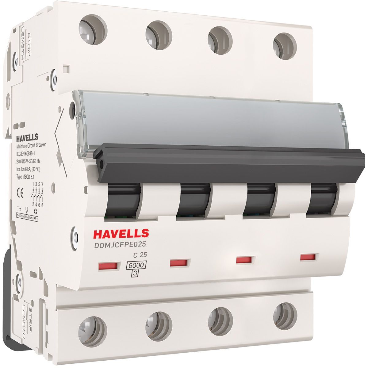 фото Автоматический выключатель havells: 4p, 6ka, c-25a, 4m