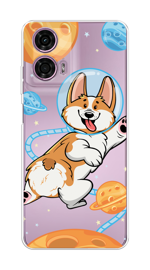 

Чехол на Motorola Moto G24 "Корги-космонавт", Голубой;бежевый;белый, 243850-1