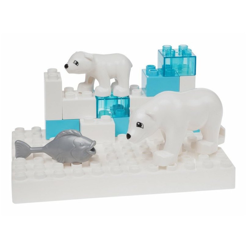 фото Пластмассовый конструктор hongyuansheng toys animal world белые медведи 16 деталей