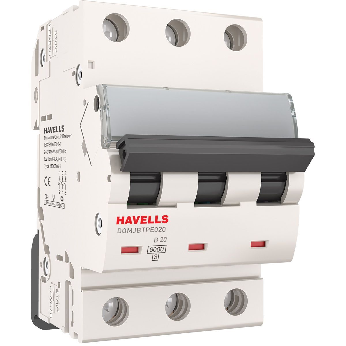 фото Автоматический выключатель havells: 3p, 6ka, b-20a, 3m