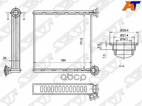 

SAT Радиатор отопителя салона AUDI A3 12-/SKODA OCTAVIA 13-/ VOLKSWAGEN GOLF 12-/PASSAT B8