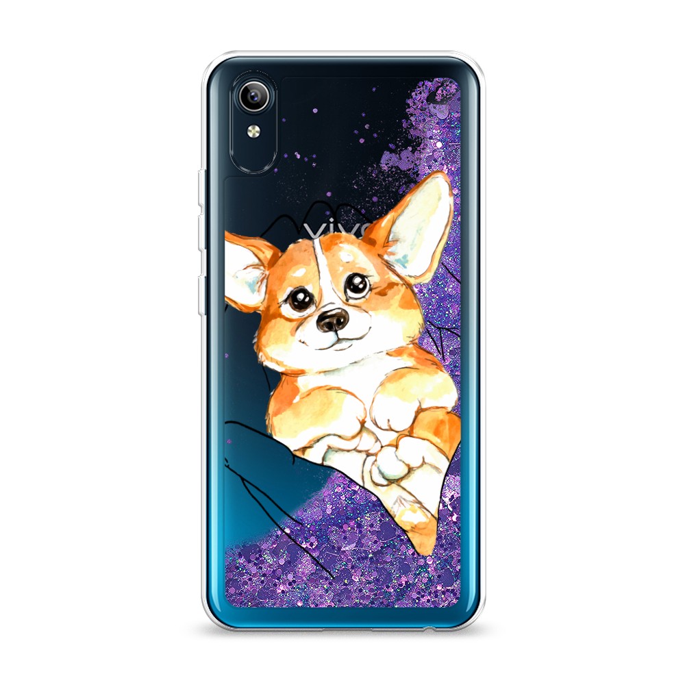 

Жидкий чехол с блестками "Корги в ладошках" на Vivo Y91c, 262892-1