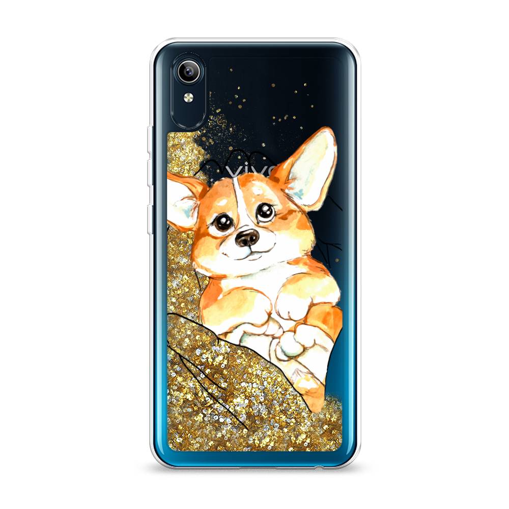 

Жидкий чехол с блестками "Корги в ладошках" на Vivo Y91c, 262890-1
