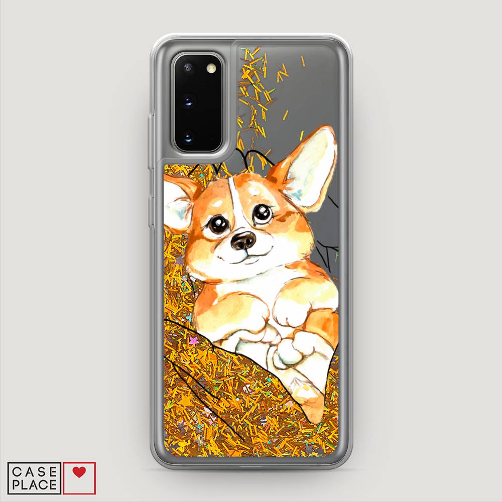 

Жидкий чехол с блестками "Корги в ладошках" на Samsung Galaxy S20, 29290-1