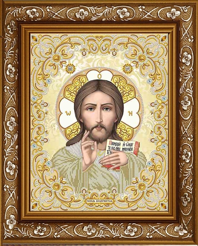 

Благовест (бисер), Господь Вседержитель, в жемчуге, 28*38 см