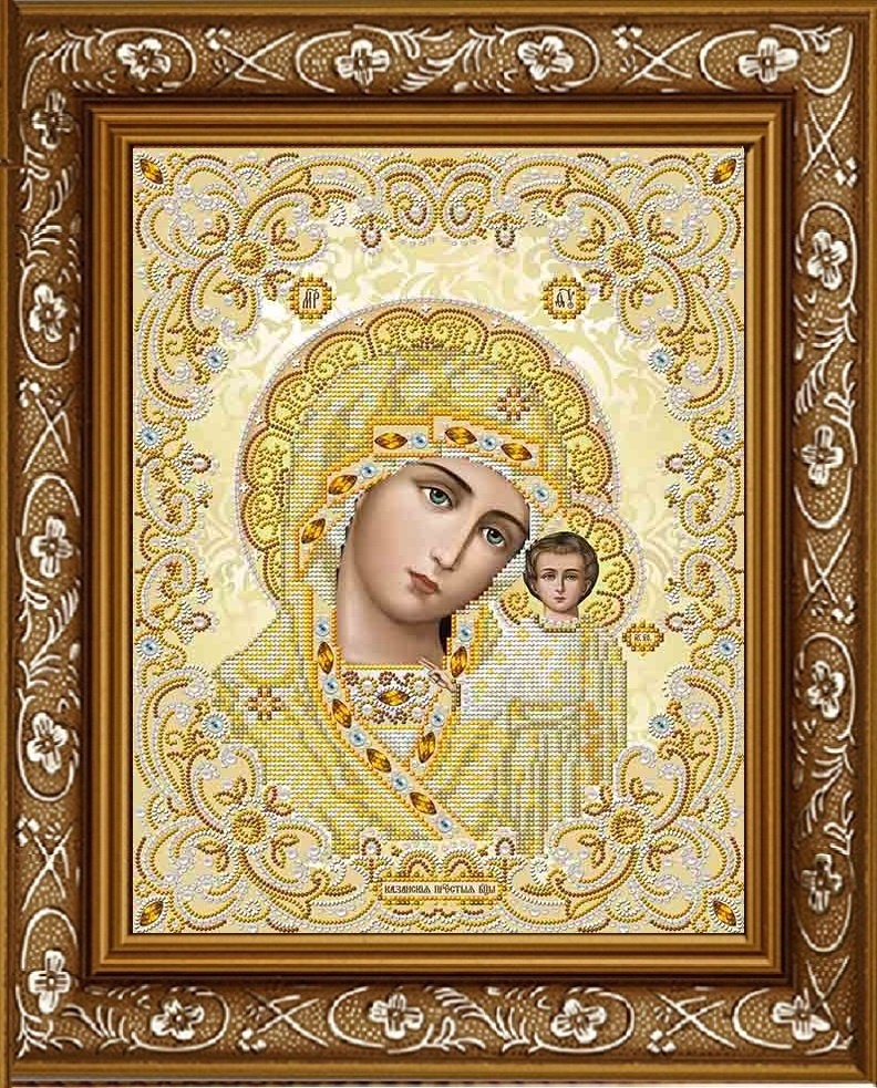 

Благовест (бисер), Казанская, в жемчуге