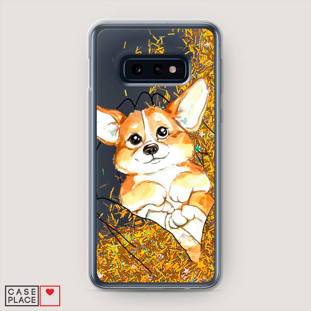 

Жидкий чехол с блестками "Корги в ладошках" на Samsung Galaxy S10E, 27290-1