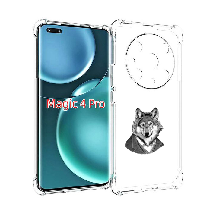 Чехол MyPads волк в пиджаке для Honor Magic4 Pro