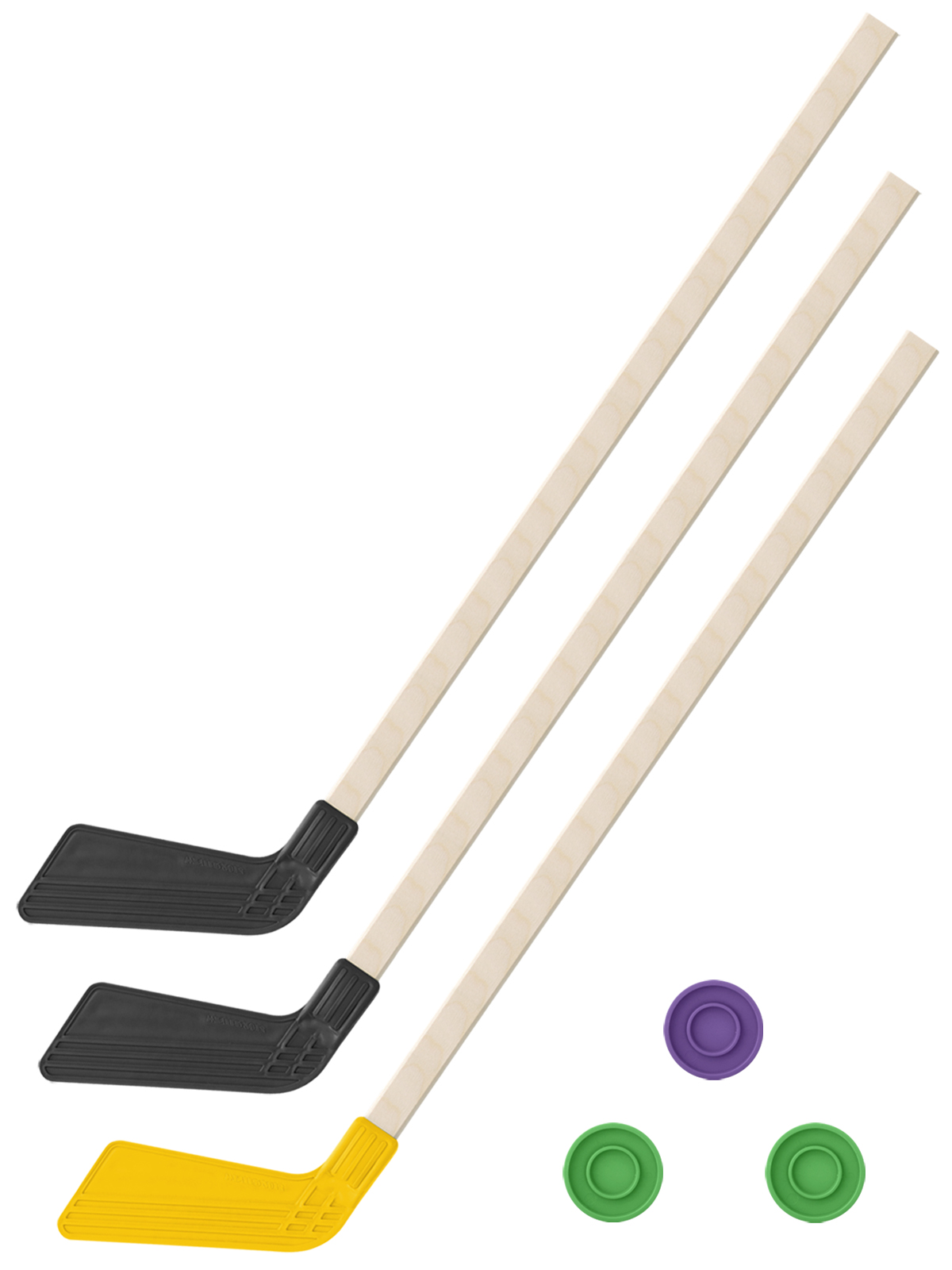 Детский хоккейный набор Задира-плюс 3 в 1 Клюшка хоккейная 80 см (2черн, 1жел) + 3 шайбы детский хоккейный набор задира плюс 3 в 1 клюшка хоккейная 80 см син чёрн жел 3 шайбы