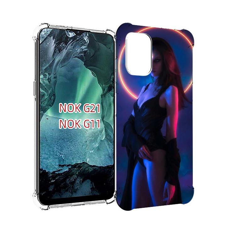 

Чехол Mypads Девушка С Неоновым Кругом Женский Для Nokia G11/G21, Прозрачный, Tocco