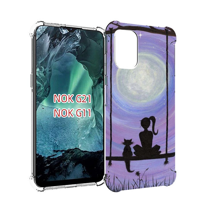 

Чехол Mypads Девушка С Котом На Качеле Женский Для Nokia G11/G21, Прозрачный, Tocco