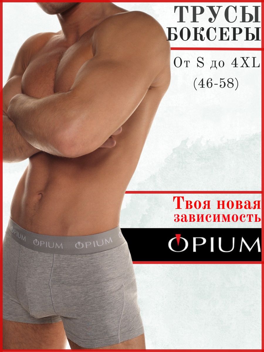 

Трусы мужские Opium R07 серые XXXL, Серый, R07