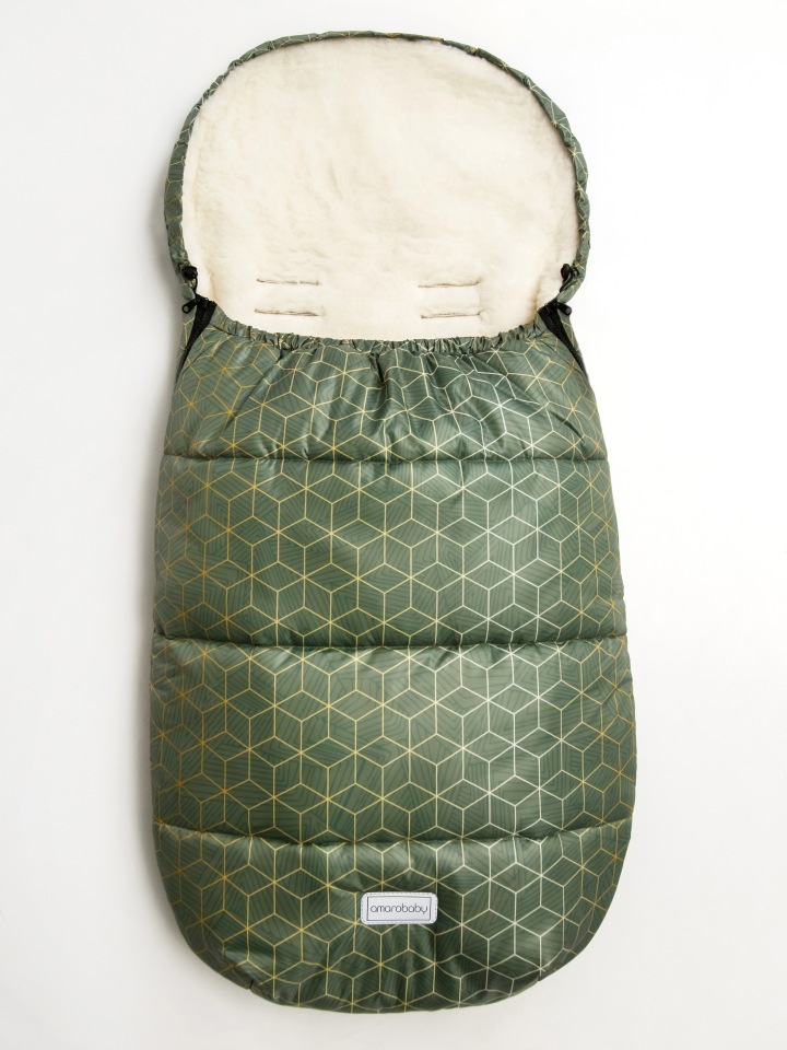 

Конверт зимний меховой AMAROBABY Snowy Travel Геометрия, хаки, 105 см