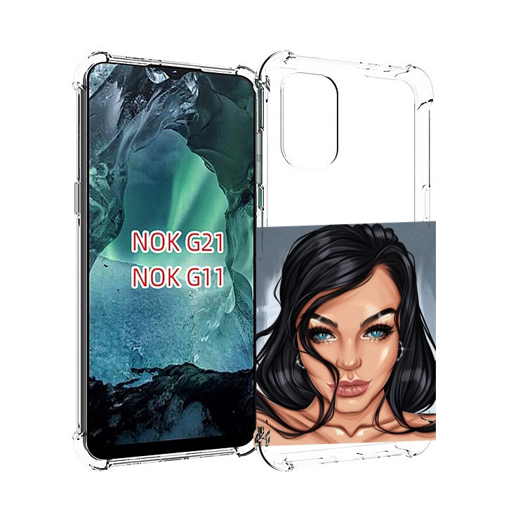 

Чехол Mypads Голубые-Глаза-У-Брюнетки Женский Для Nokia G11/G21, Прозрачный, Tocco