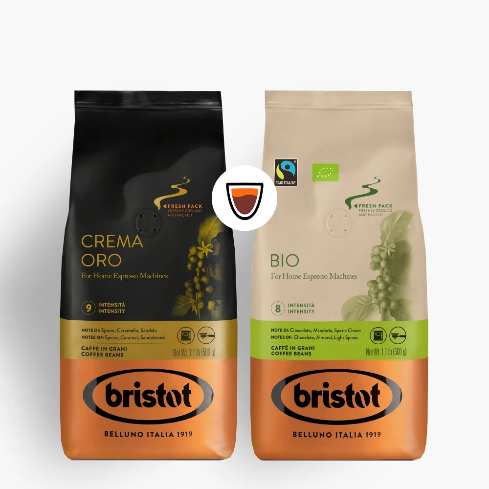 

Набор из кофе Bristot CREMA ORO 500 гр и BIO 500 гр, серия fresh pack